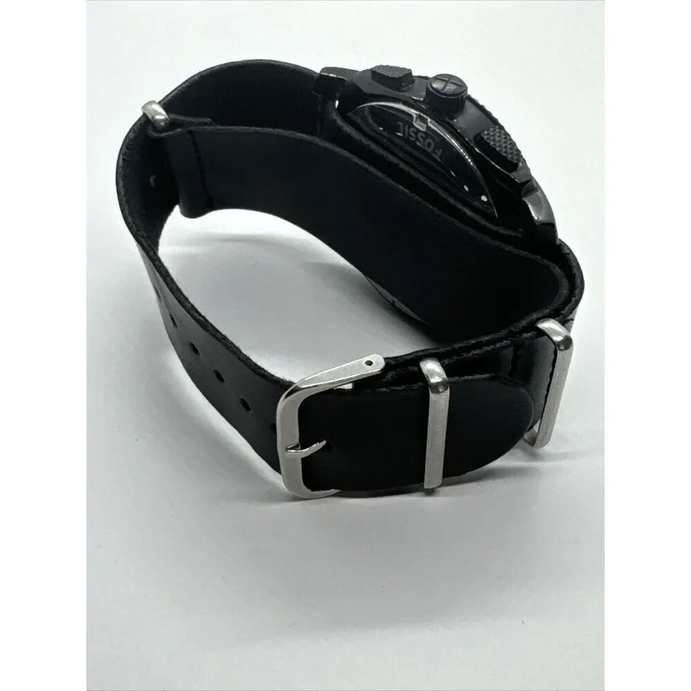 Fossil Machine FS4552 Men's Black Leather Analog Dial Quartz Wrist Watch JNA677